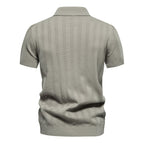 Men’s Striped Textured Knit Polo Shirt