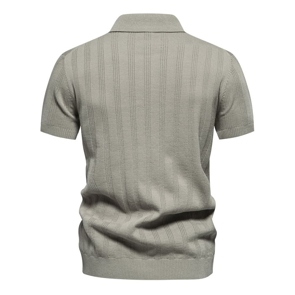 Men’s Striped Textured Knit Polo Shirt