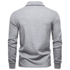 Long Sleeve Polo Shirt with Stripe Collar
