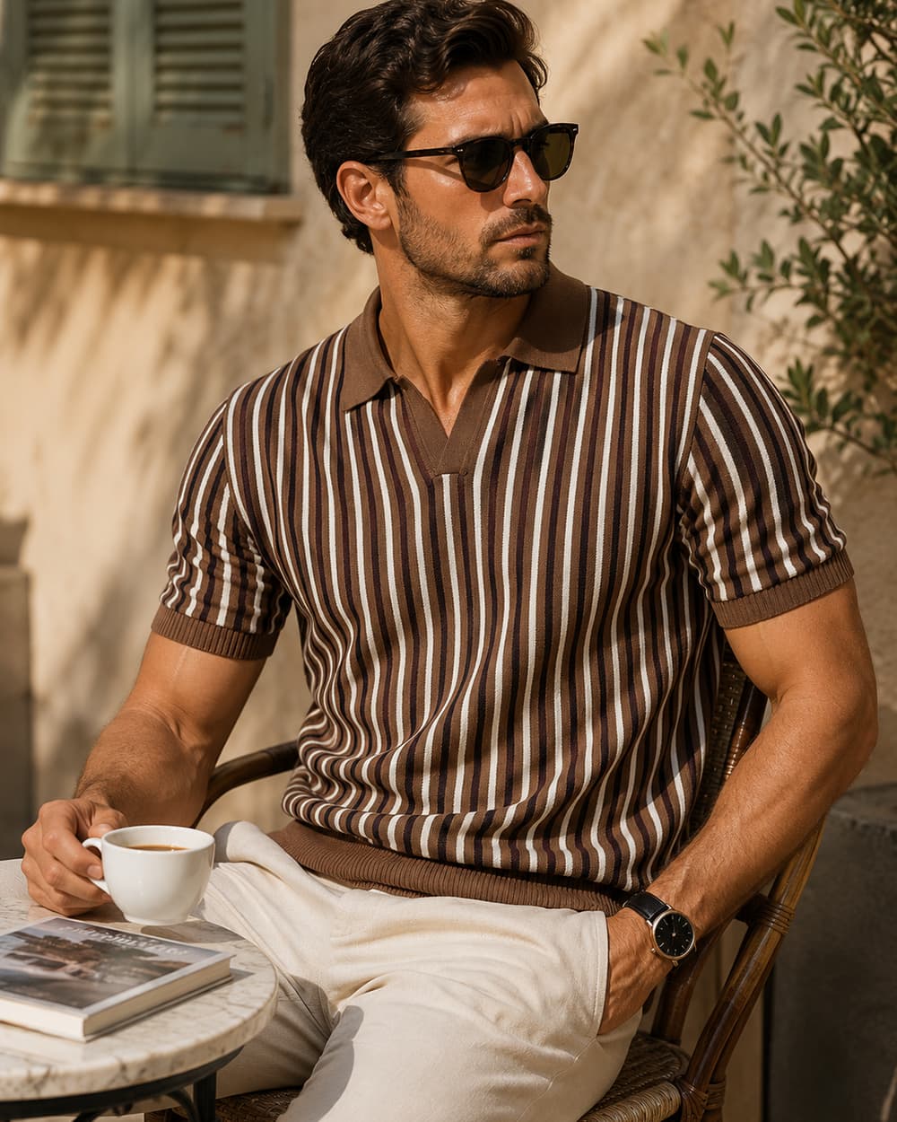 Men’s Vintage Stripe Knit Polo Shirt