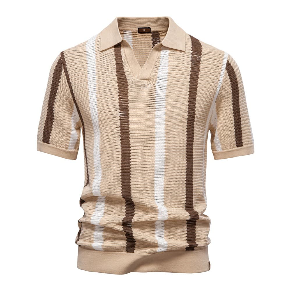Striped Resort Polo Knit Shirt