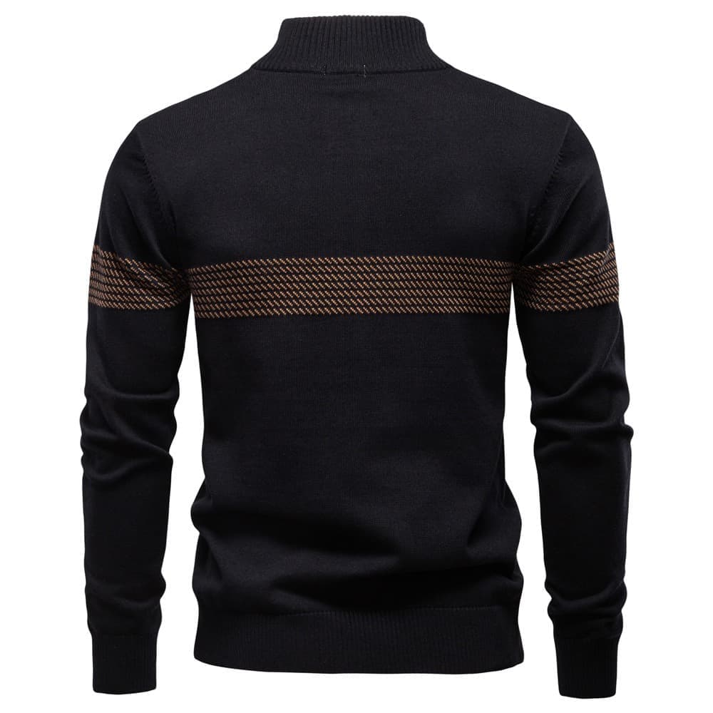 Men’s Half-Zip Striped Knit Sweater