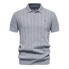 Men’s Striped Textured Knit Polo Shirt