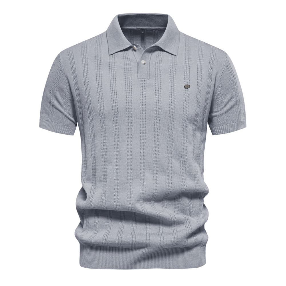Men’s Striped Textured Knit Polo Shirt