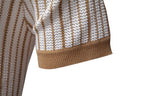 Men’s Striped Knit Button Polo Shirt
