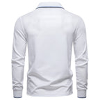 Long Sleeve Polo Shirt with Stripe Collar