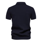 Men’s Textured Striped Zip Polo Shirt