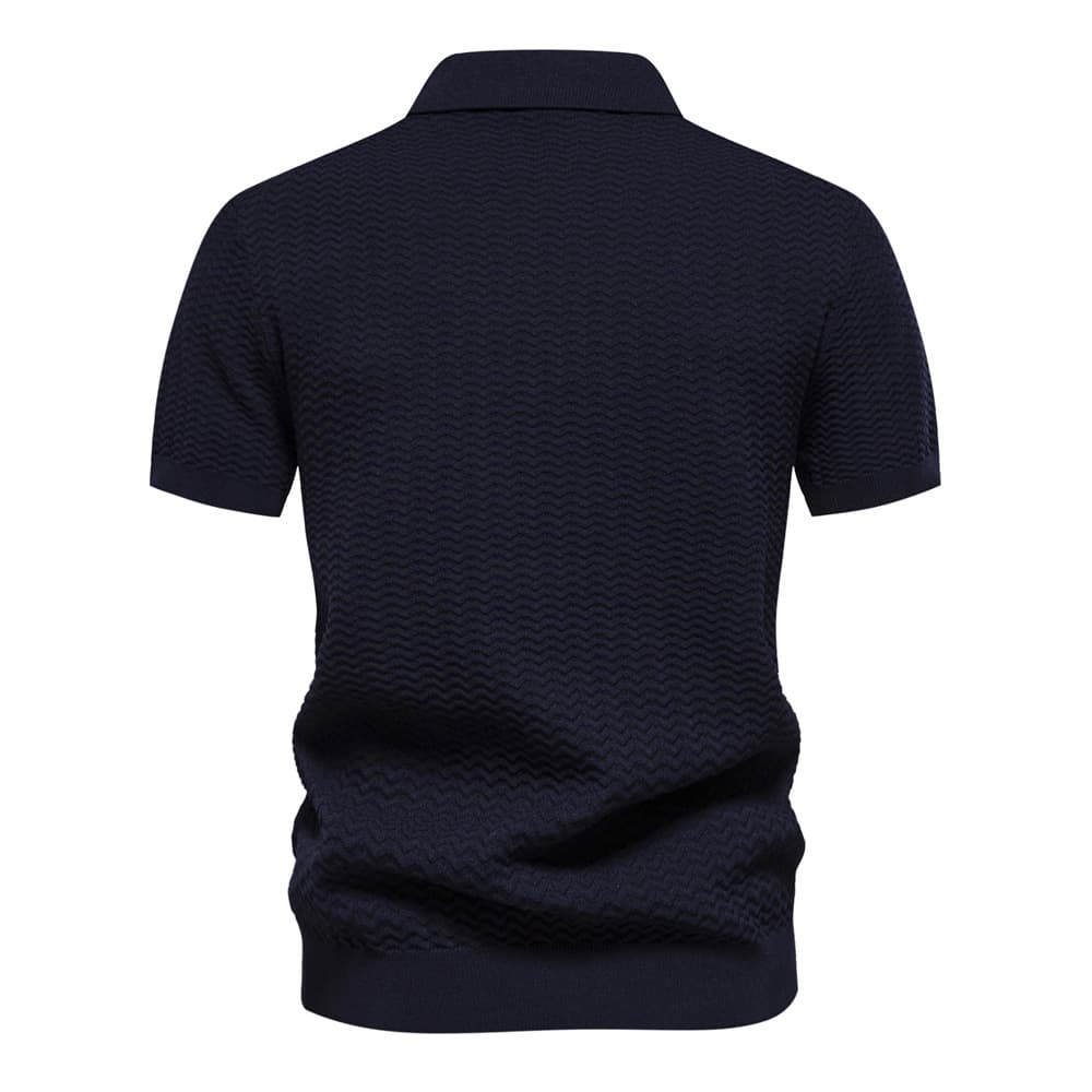 Men’s Textured Striped Zip Polo Shirt