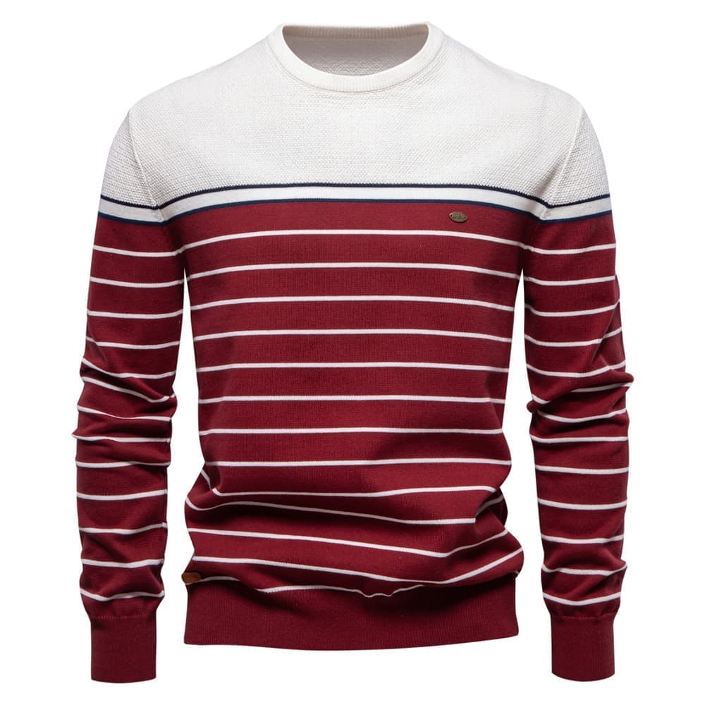 Classic Striped Crew Neck Knit Sweater
