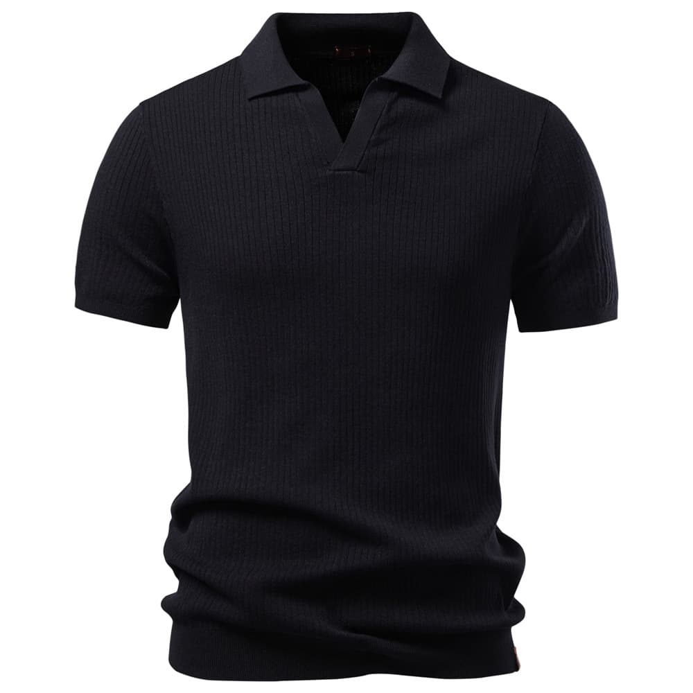 Men’s Classic Ribbed Knit Polo Shirt
