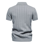 Men’s Striped Textured Knit Polo Shirt