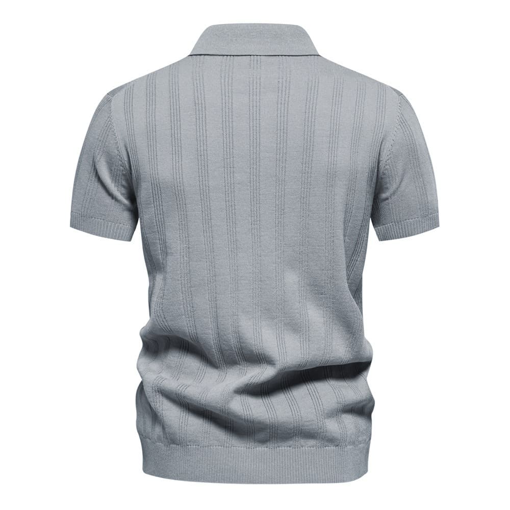 Men’s Striped Textured Knit Polo Shirt