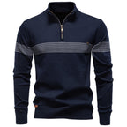 Men’s Half-Zip Striped Knit Sweater