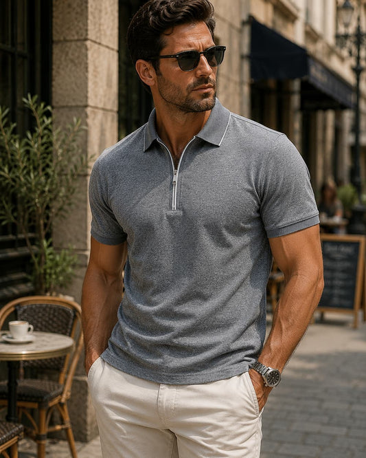 Men’s Refined Zip Collar Polo Shirt