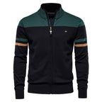 Classic Colorblock Zip-Up Knit Cardigan