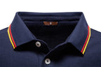 Long Sleeve Polo Shirt with Stripe Collar