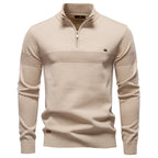 Men’s Half-Zip Striped Knit Sweater