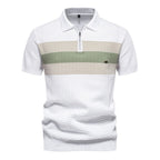 Men’s Textured Striped Zip Polo Shirt