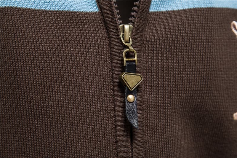 Classic Colorblock Zip-Up Knit Cardigan