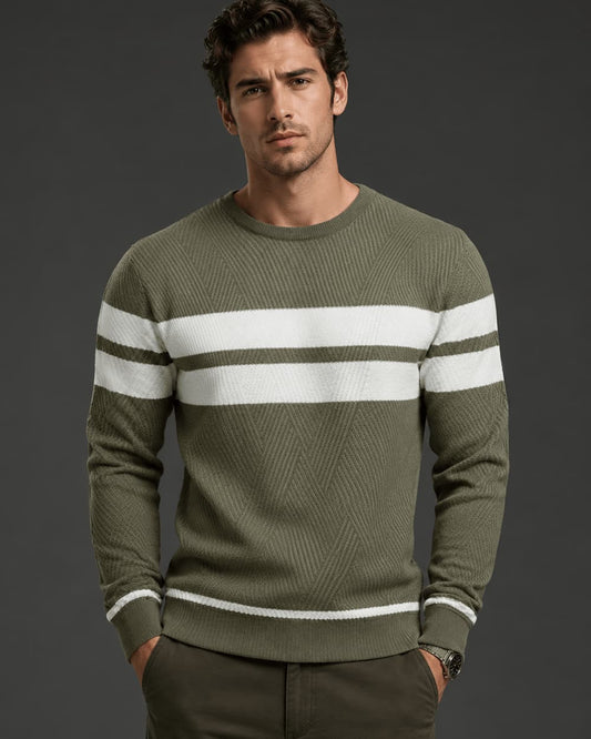 Men's Stripe Crewneck Sweater Pullover