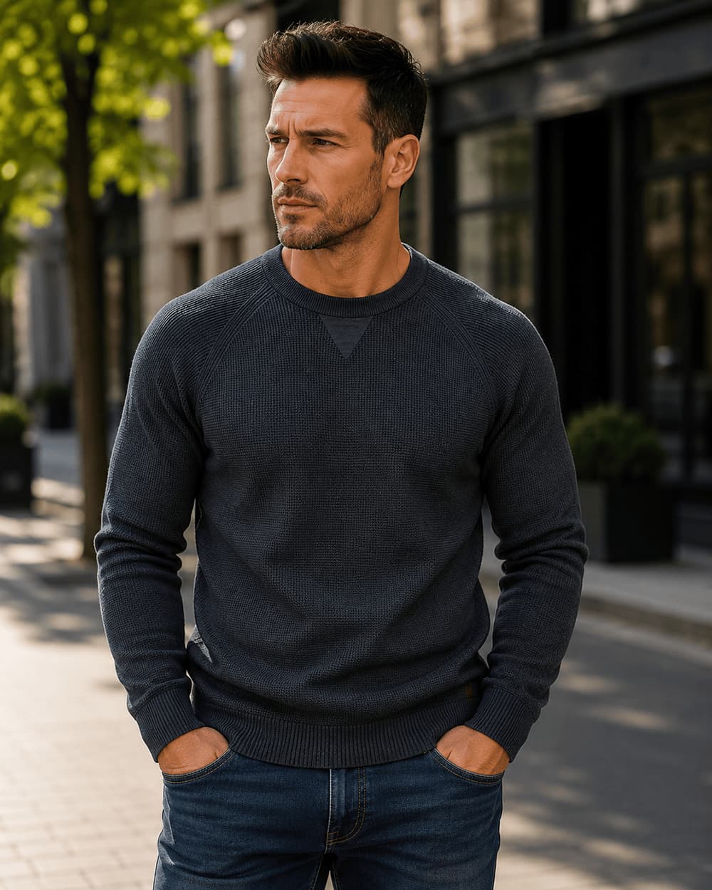 Men’s Waffle Knit Crewneck Sweater