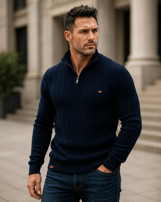 Men’s Textured Half-Zip Knit Sweater