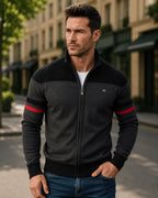 Classic Colorblock Zip-Up Knit Cardigan