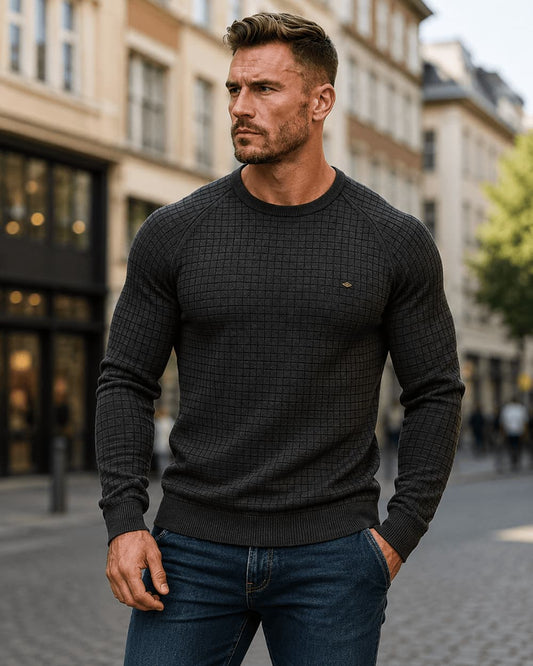 Classic Grid Crew Neck Sweater