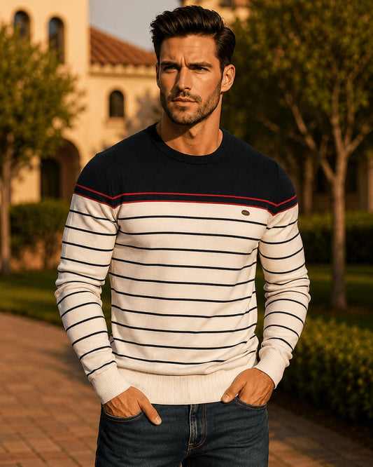 Classic Striped Crew Neck Knit Sweater