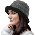 Women’s Winter Vintage Cloche Wool Bucket Hat – 1920s Style Packable Cap