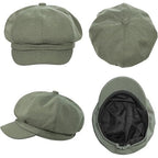 Women’s Green Vintage 8 Panel Newsboy Cabbie Beret Hat