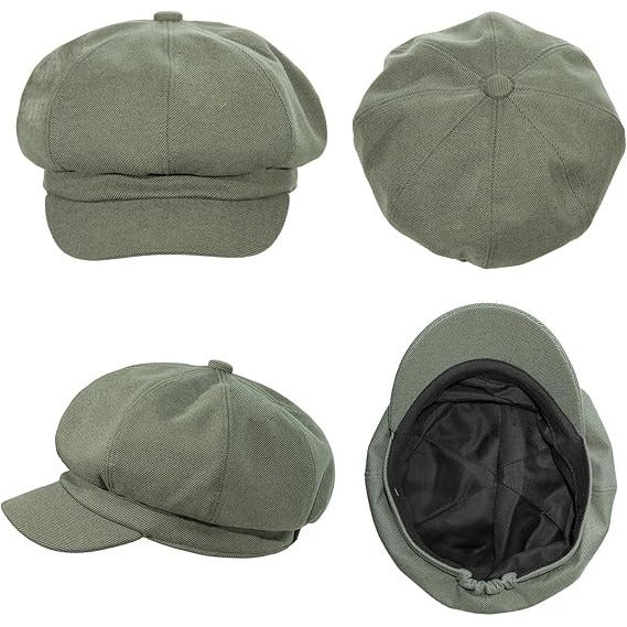 Women’s Green Vintage 8 Panel Newsboy Cabbie Beret Hat