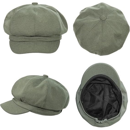 Women’s Green Vintage 8 Panel Newsboy Cabbie Beret Hat