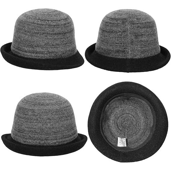 Women’s Winter Vintage Cloche Wool Bucket Hat – 1920s Style Packable Cap