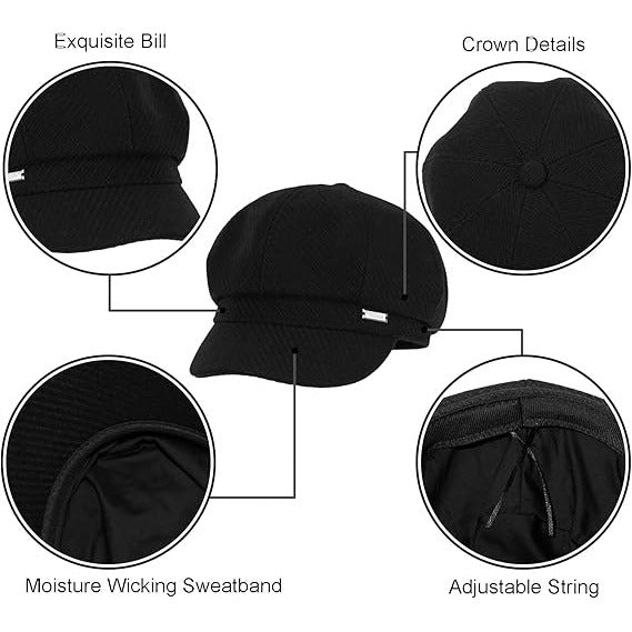 Women’s Vintage Newsboy Hat – 8 Panel Cabbie Beret Cap