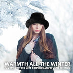 Women’s Winter Fuzzy Wide Brim Faux Fur Bucket Hat – Fluffy Fisherman Cap