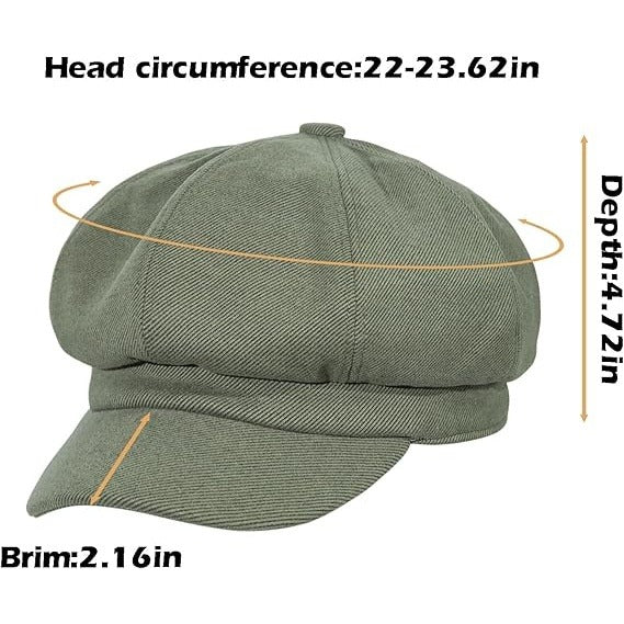 Women’s Green Vintage 8 Panel Newsboy Cabbie Beret Hat