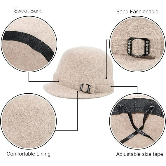 Women’s Wool Cloche Hat – Elegant 1920s Vintage Fedora
