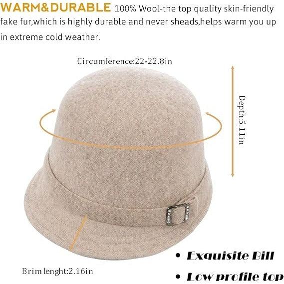 Women’s Wool Cloche Hat – Elegant 1920s Vintage Fedora