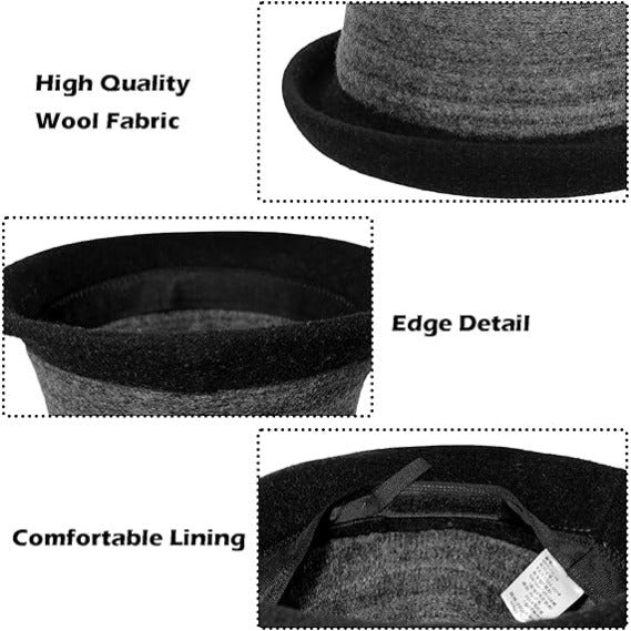 Women’s Winter Vintage Cloche Wool Bucket Hat – 1920s Style Packable Cap
